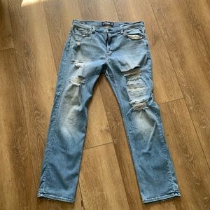 Hollister slim straight light wash ripped jeans